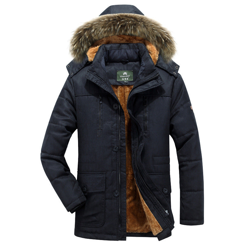 Parka Homme Hiver Rembourrée Chaude à Capuche Bordure Fourrure Fausse