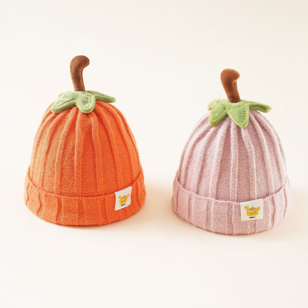 Gorro infantil de punto con estampado de fruta para bebé, naranja o rosa