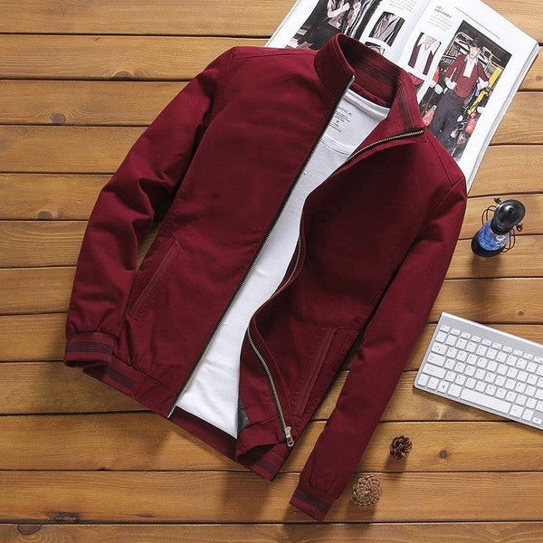 Men's Stand-Collar Zipped Bomber Jacket, Casual Style