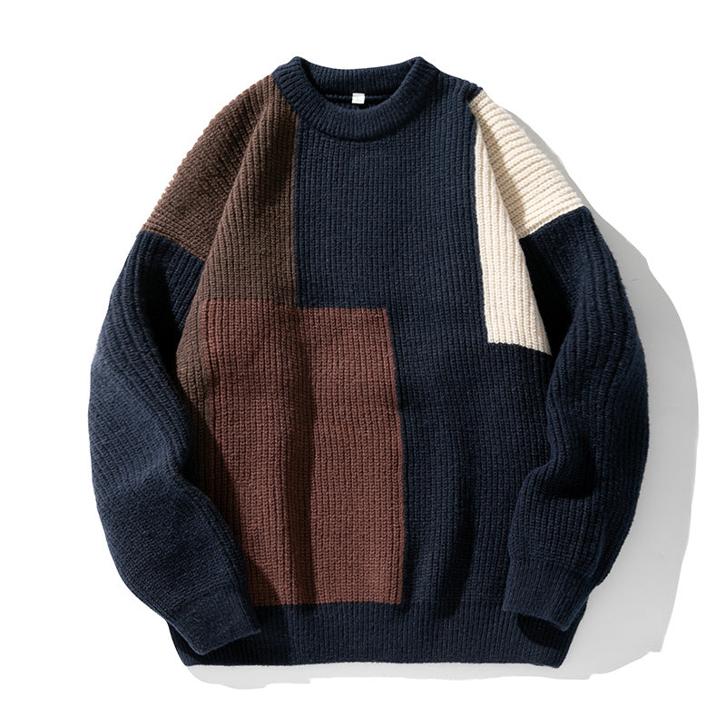Color-block-striktrøje med lange ærmer og rund hals
