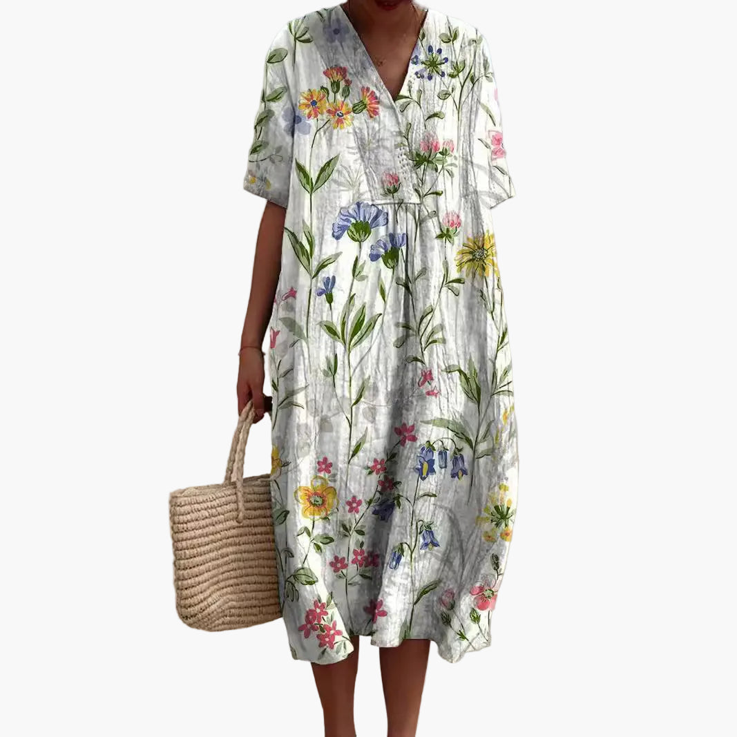 Losvallende zomerse jurk met bloemenpatroon voor dames, casual en elegant stijl
