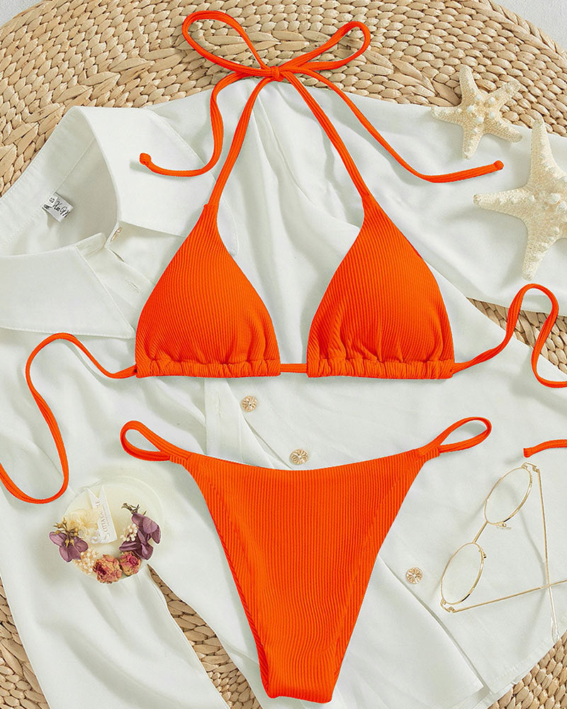 Leah – Solid Tie Bikini Swimsuit