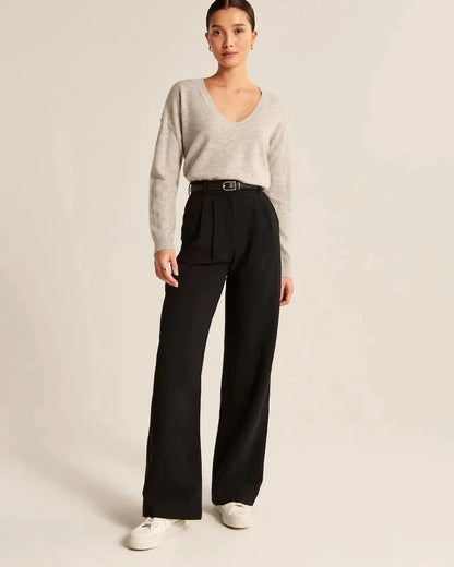 Pantalon ajusté à jambes larges