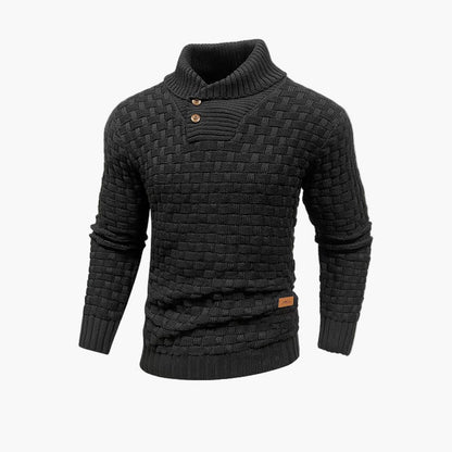 Heren trui met opstaande kraag en knopen – Chic gebreide stijl voor herfst en winter
