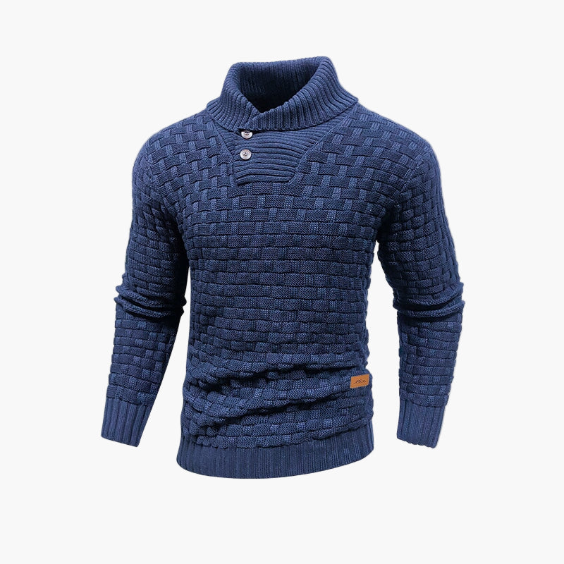Heren trui met opstaande kraag en knopen – Chic gebreide stijl voor herfst en winter