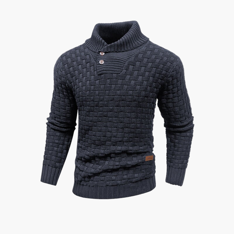 Heren trui met opstaande kraag en knopen – Chic gebreide stijl voor herfst en winter