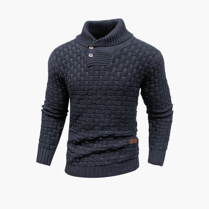 Heren trui met opstaande kraag en knopen – Chic gebreide stijl voor herfst en winter