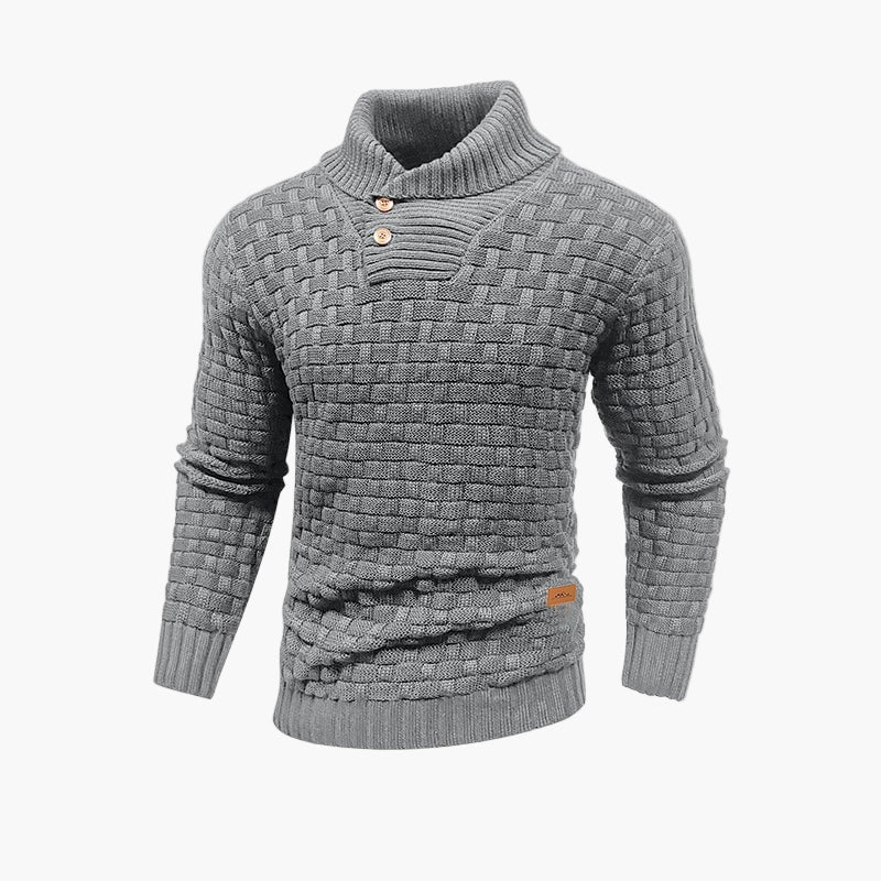 Heren trui met opstaande kraag en knopen – Chic gebreide stijl voor herfst en winter
