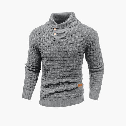 Heren trui met opstaande kraag en knopen – Chic gebreide stijl voor herfst en winter