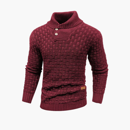 Heren trui met opstaande kraag en knopen – Chic gebreide stijl voor herfst en winter