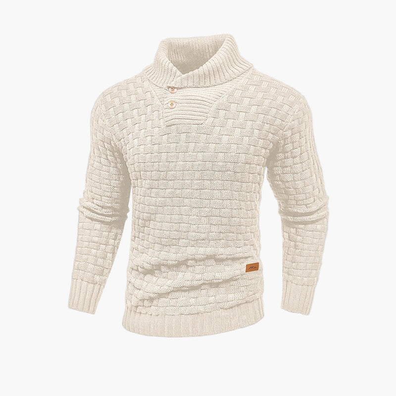 Heren trui met opstaande kraag en knopen – Chic gebreide stijl voor herfst en winter