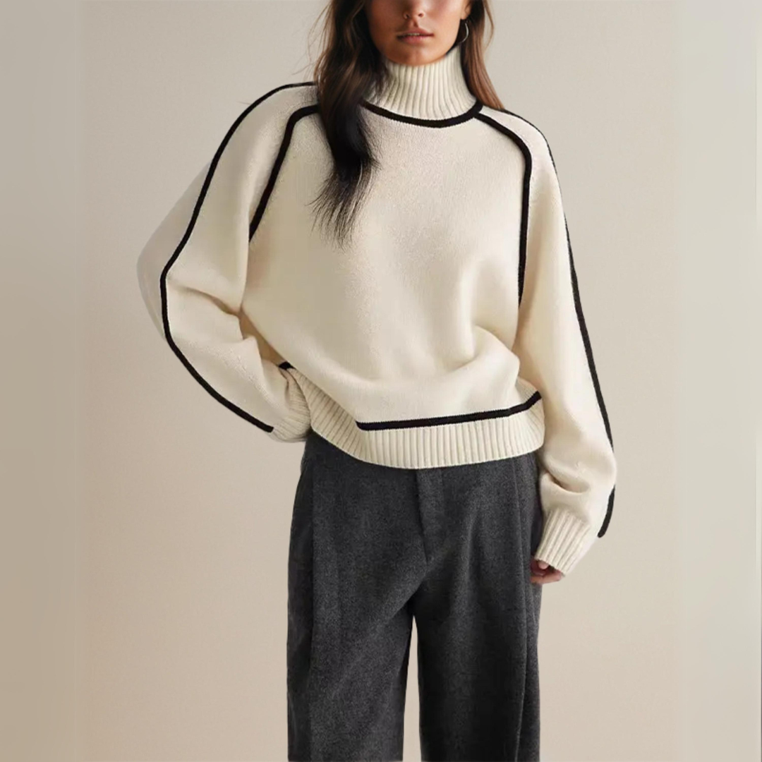 Jersey de cuello alto estilo casual para mujer – Elegante y versátil para otoño e invierno