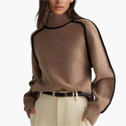 Jersey de cuello alto estilo casual para mujer – Elegante y versátil para otoño e invierno