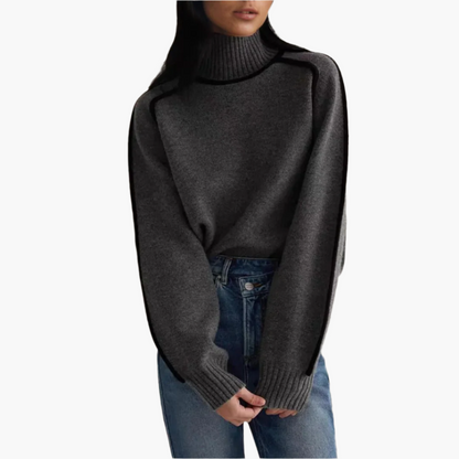 Jersey de cuello alto estilo casual para mujer – Elegante y versátil para otoño e invierno