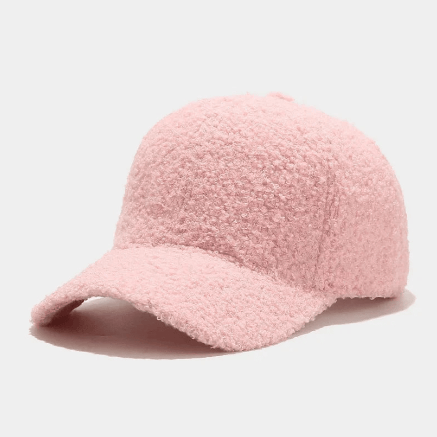 Texturerad baseballkeps i krämfärgad fleeceimitation, mjuk och bekväm