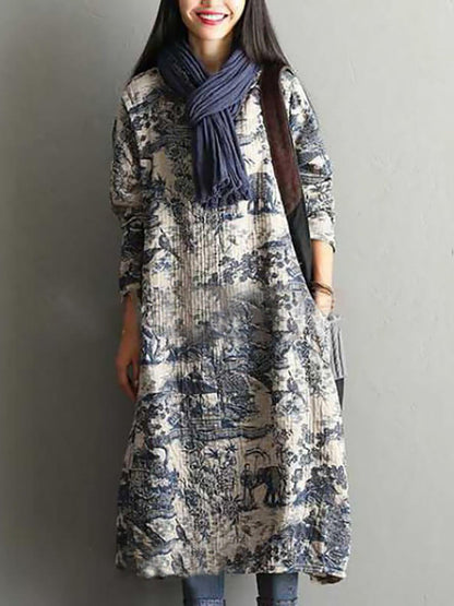 Robe longue ample d'hiver à manches longues pour femme, style décontracté bohème chic