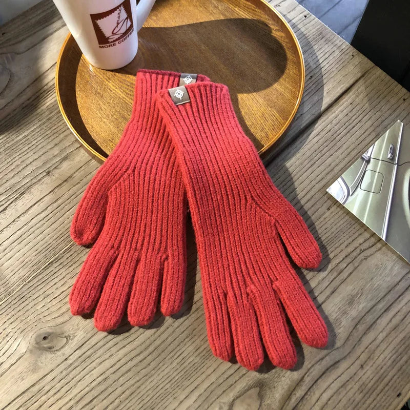 Soft Unisex Ribbed Knitted Gloves for Winter