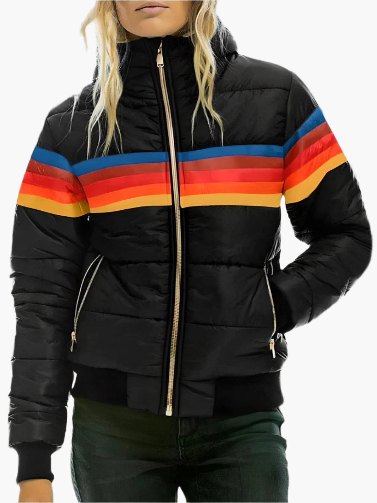 Chaqueta acolchada para mujer estilo retro con capucha para un look urbano y moderno