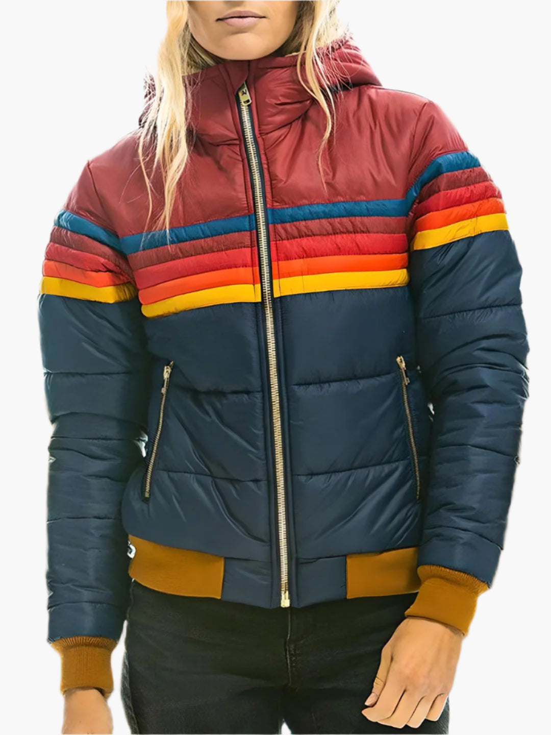 Chaqueta acolchada para mujer estilo retro con capucha para un look urbano y moderno