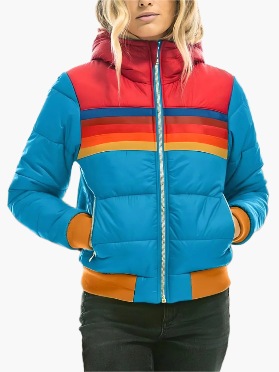 Chaqueta acolchada para mujer estilo retro con capucha para un look urbano y moderno