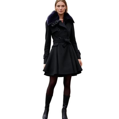 Cappotto Invernale Lungo Elegante con Collo in Pelliccia per Donna, Stile alla Moda e Caldo