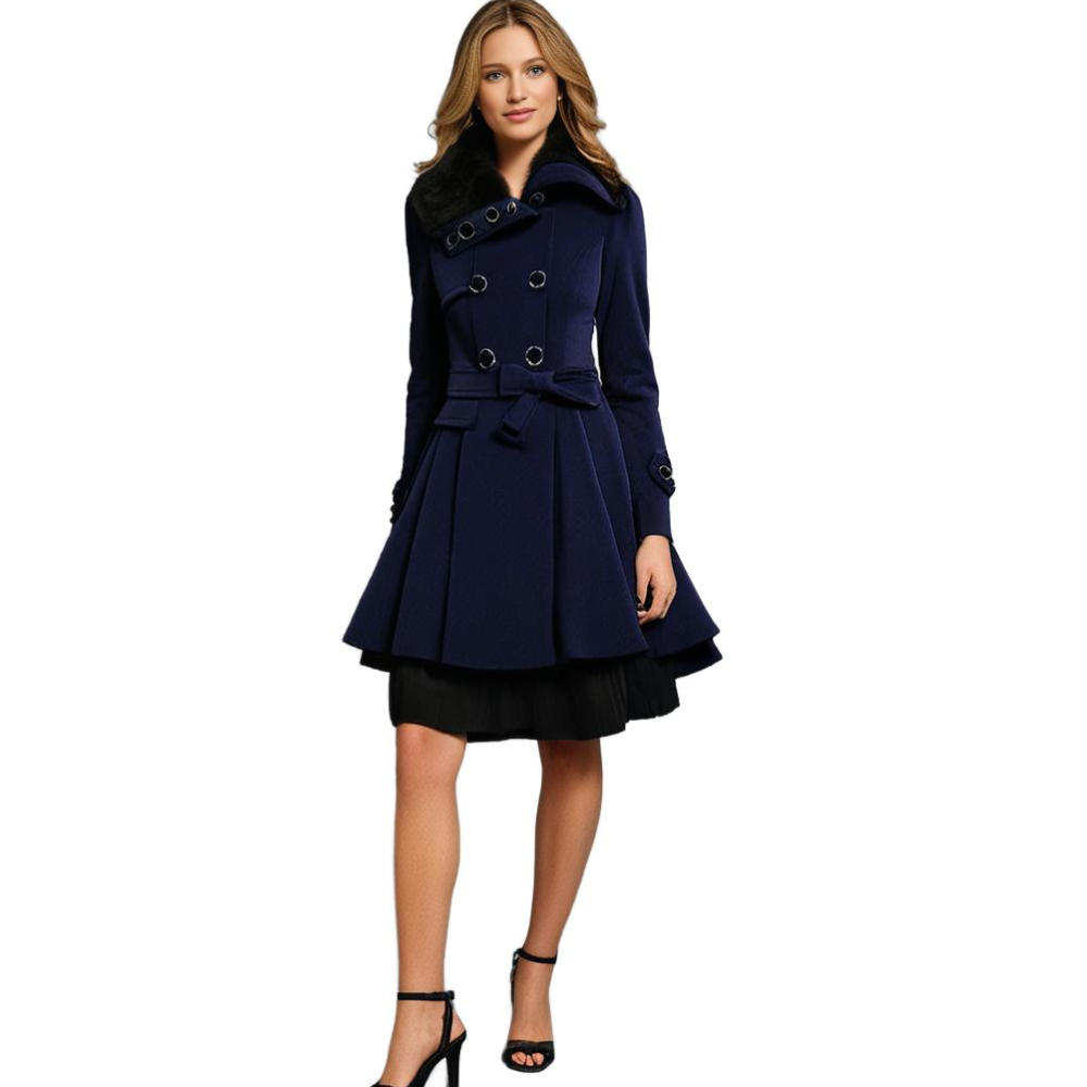 Cappotto Invernale Lungo Elegante con Collo in Pelliccia per Donna, Stile alla Moda e Caldo