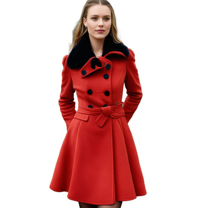 Cappotto Invernale Lungo Elegante con Collo in Pelliccia per Donna, Stile alla Moda e Caldo
