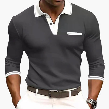 Polo Homme Élégant Manche Longue Style Décontracté Chic pour Sorties et Affaires