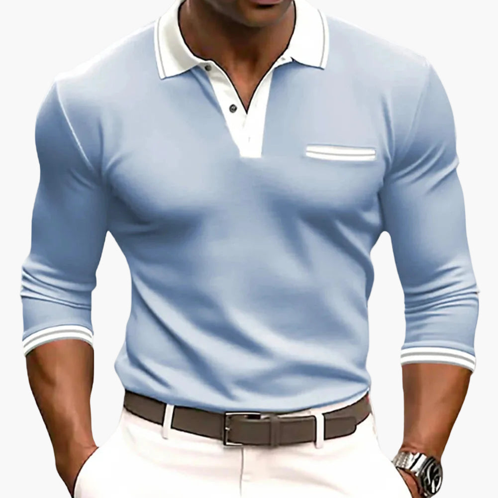 Polo Homme Élégant Manche Longue Style Décontracté Chic pour Sorties et Affaires