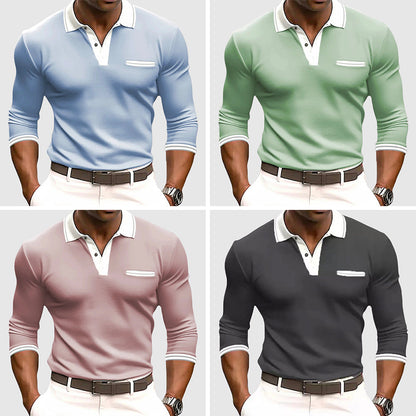 Polo Homme Élégant Manche Longue Style Décontracté Chic pour Sorties et Affaires