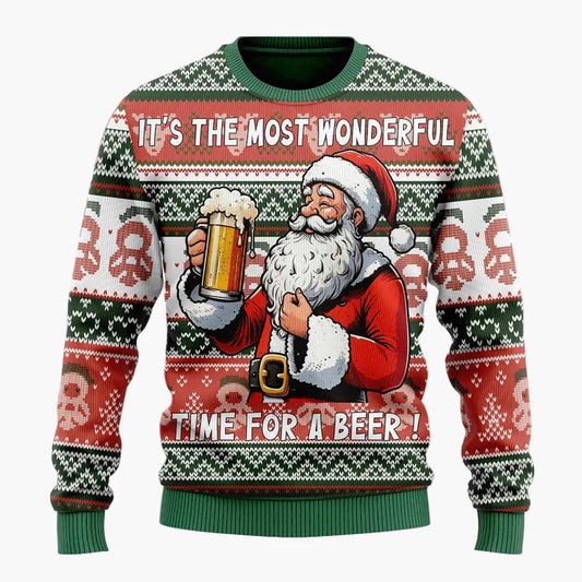 Juletrøje til mænd med humoristisk Santa Beer-motiv - perfekt til fester og gaver