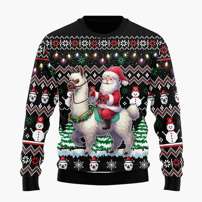 Unisex Weihnachts-Pullover Lama mit festlichen Mustern – Winter-Sweatshirt mit Humor, originelles Geschenk
