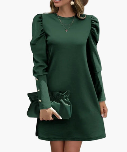 Robe élégante à manches longues bouffantes pour femme – Style chic pour occasions spéciales