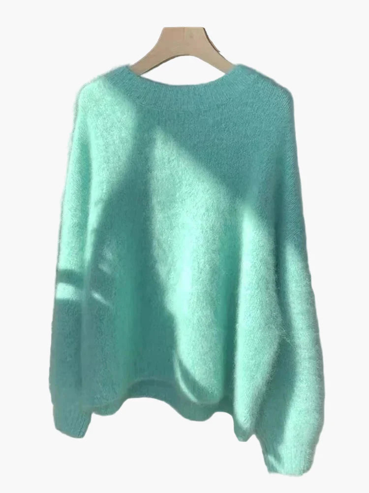 Pull ample style décontracté pour femme, col rond, look cocooning chic