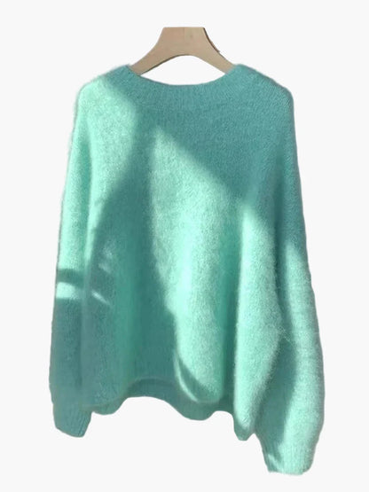 Pull ample style décontracté pour femme, col rond, look cocooning chic