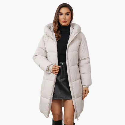 Cappotto Piumino Lungo Donna Stile Urbano Inverno Elegante con Cappuccio