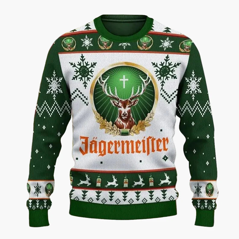 Kersttrui voor heren in lelijke trui stijl Jägermeister feest en origineel cadeau