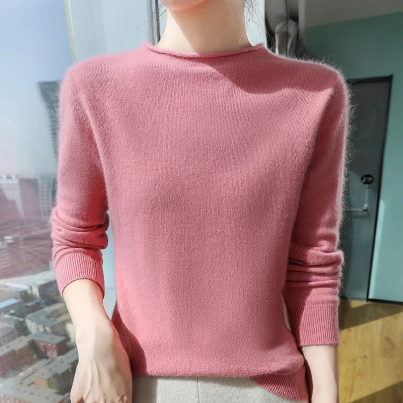 Women's soft crew-neck long-sleeve sweater, available in several colors