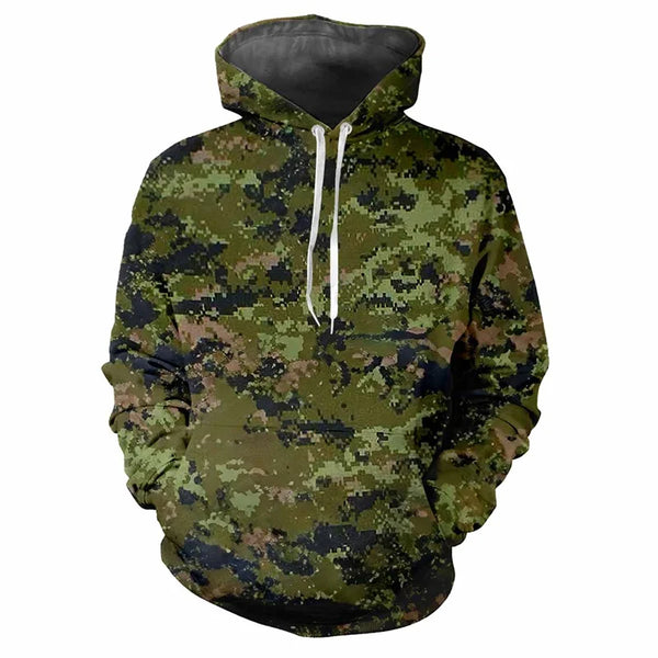 Sweat à capuche camouflage pour homme avec poche kangourou et cordons ajustables