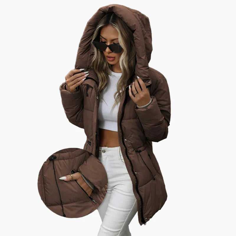 Gesteppter Damen-Wintermantel mit Kapuze, warmer und trendiger urbaner Stil