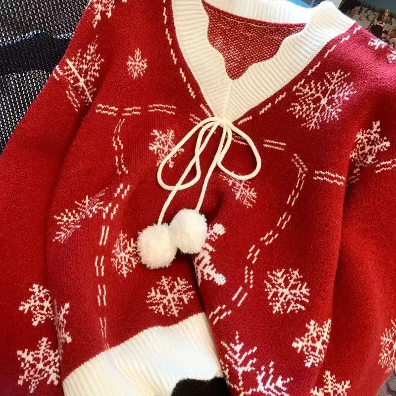 Cardigan Donna Stile Inverno Natale Motivi Fiocchi di Neve – Ideale per le Feste e l'Inverno