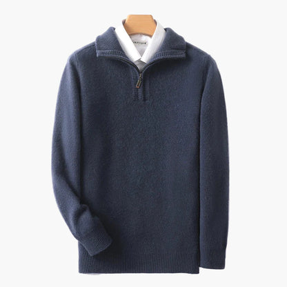 High-neck zip-up sweater for men casual chic style