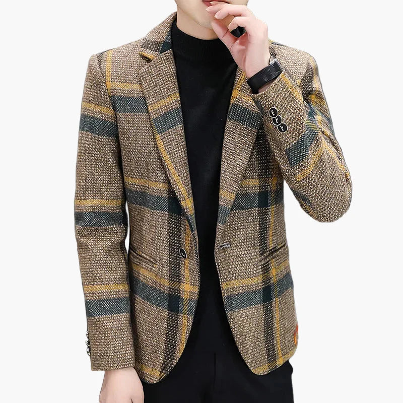Elegant herrblazer i rutig modern stil för affärer och utekvällar