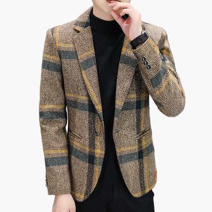 Elegant herrblazer i rutig modern stil för affärer och utekvällar