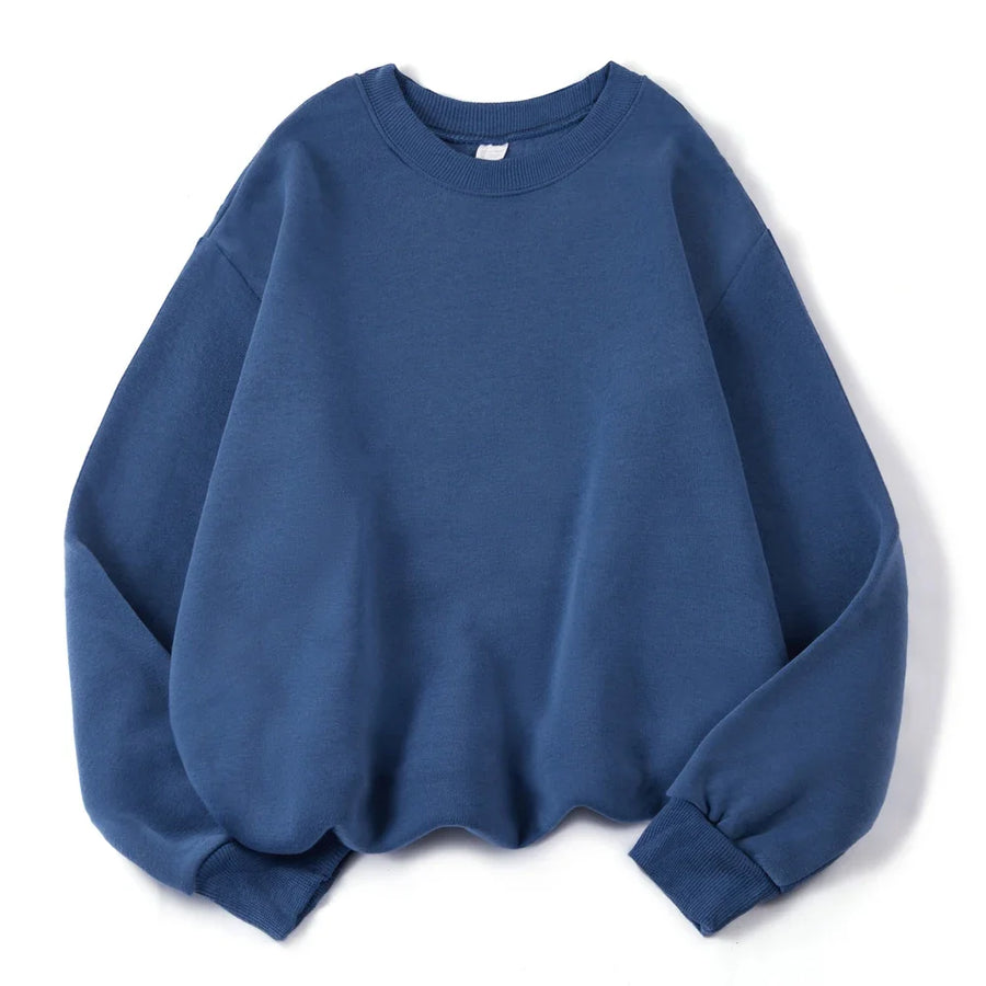Sweat-shirt Femme ample Violet uni col rond et manches longues