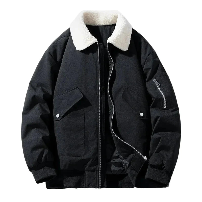Chaqueta de hombre estilo aviador con cuello sherpa, tendencia invierno cálido
