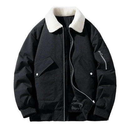 Chaqueta de hombre estilo aviador con cuello sherpa, tendencia invierno cálido