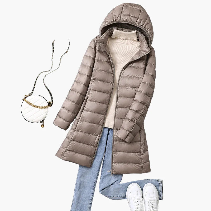 Manteau long matelassé à capuche pour femme, style décontracté, idéal pour l'hiver