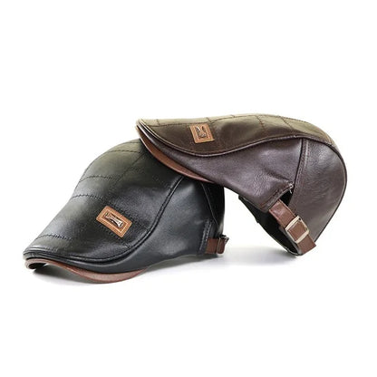 Christopher – Boina de Invierno de Cuero Sintético para Hombres con Visera