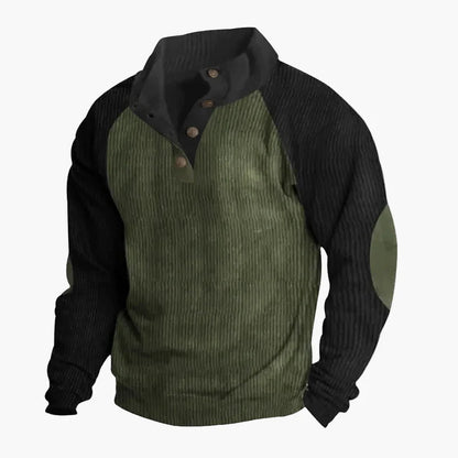 Casualowa bluza męska z kołnierzem na guziki w stylu retro na wypoczynek